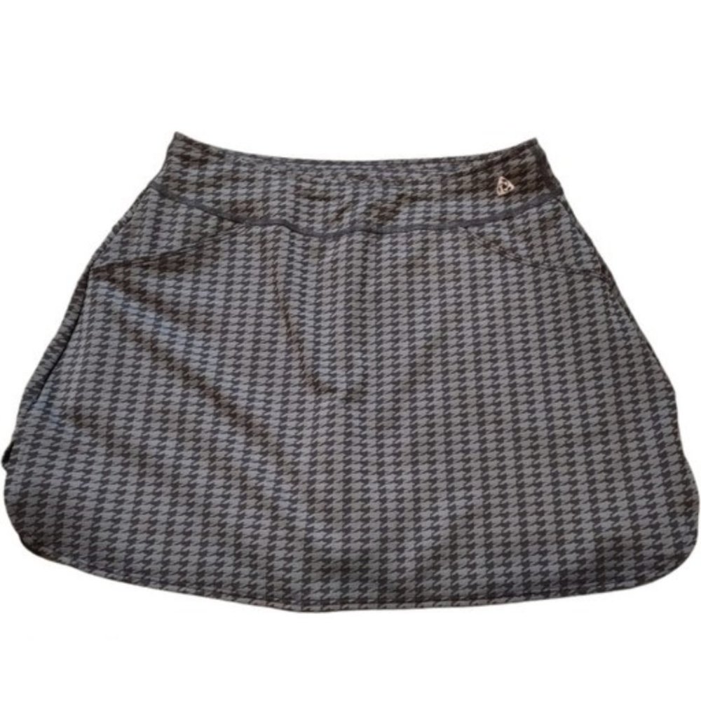 NWT Jockey Person to Person Athletic Skort Gray Black Houndstooth Size Medium